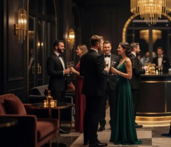 Elegancka prywatna impreza z mobilną rozrywką i nastrojowym oświetleniem