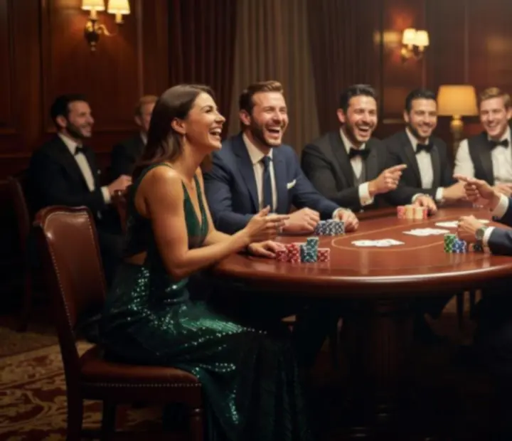 Fotograf eventowy robiący zdjęcia przy stole pokerowym podczas ekskluzywnej nocy
