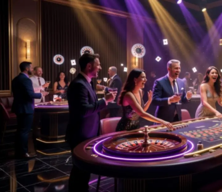 Spektakularny wieczór tematyczny Las Vegas z oświetleniem i mobilnymi atrakcjami