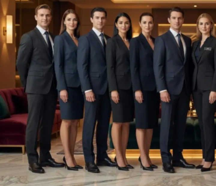 Eleganckie uniformy personelu eventowego podkreślające prestiż wieczoru